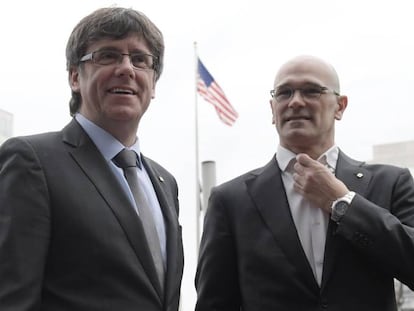 Carles Puigdemont y Raül Romeva, durante una visita a Washington DC, en 2017.