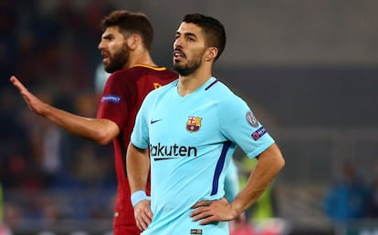 Luis Suárez después de la eliminación del Barcelona en cuartos de final de la Champions.