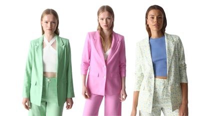 Blazer rústico con lino para mujer de Lefties, en colores vivos o estampada