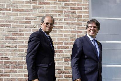 Carles Puigdemont y el presidente de la Generalitat Joaquim Torra el pasado sábado en Bruselas.