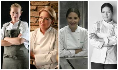 De izquierda a derecha, las cocineras Kamilla Seidler, Susi D&iacute;az, Elena Arzak y Duangporn Songvisava.