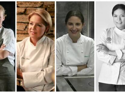 De izquierda a derecha, las cocineras Kamilla Seidler, Susi D&iacute;az, Elena Arzak y Duangporn Songvisava.