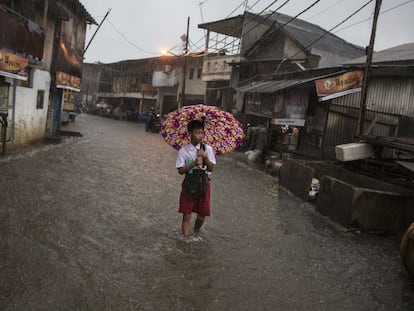 El barrio de Muara Baru en Yakarta es conocido por sus habituales inundaciones.