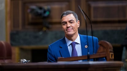 Pedro Sánchez, este miércoles en el pleno del Congreso de los Diputados.