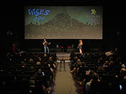 El director del Festival de cine de Sitges, Àngel Sala  y la directora de la Fundación Sitges, Mònica Garcia Massagué, presentan la imagen y primeros títulos de la 53 edición.