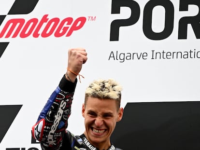 Fabio Quartararo, en el podio del GP de Portugal.