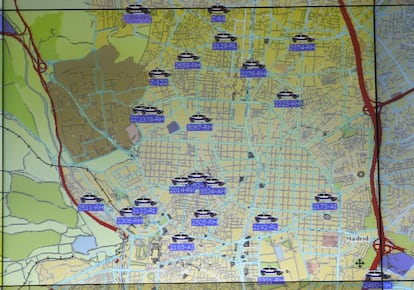 Mapa de la disposición de las patrullas por distrito en Madrid.