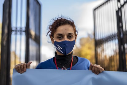 Sonia Vescovacci, expolicía, durante la manifestación del sábado.