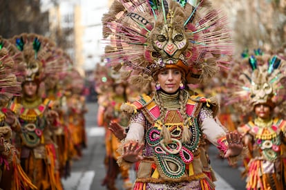 Una de las comparsas del Carnaval de Badajoz, Extremadura, de 2023.