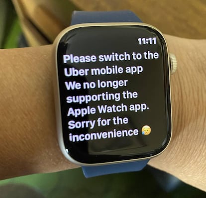 Mensaje de error de Uber al usar la 'app' del reloj.