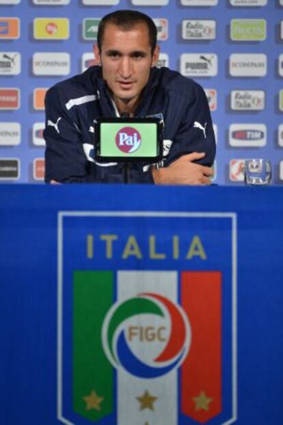 Giorgio Chiellini, durante una rueda de prensa en Cracovia.