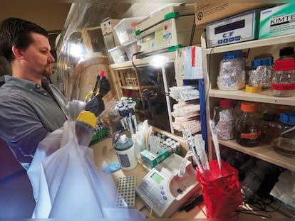 El médico Noah Palm, en su laboratorio de la Universidad de Yale, en Estados Unidos.