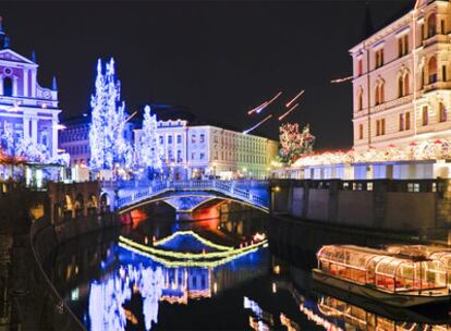 Vistas a los canales de Ljubljana, capital de Eslovenia