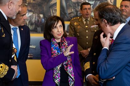 La ministra de Defensa, Margarita Robles, este lunes tras participar en los actos del 212 aniversario de la Batalla de La Barrosa que se libró en Chiclana de la Frontera.