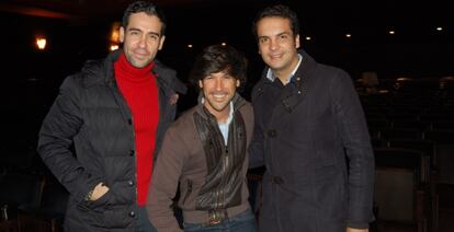 Ismael Jordi, Manuel Lombo y Jesús Méndez en el Teatro Villamarta.