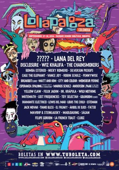 El cartel de Lollapalooza Colombia.