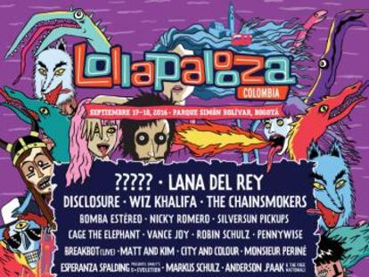 El cartel de Lollapalooza Colombia.