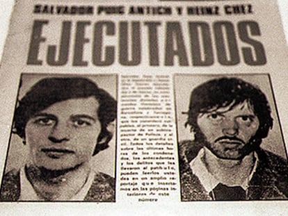 Retrats de Georg M. W. (Heinz Ches) i Salvador Puig Antich, el 2 de març de 1974, al diari 'El Caso'