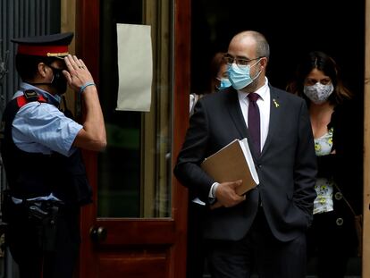 El consejero de Interior, Miquel Buch, a su salida del Palacio de Justicia de Barcelona, el pasado martes