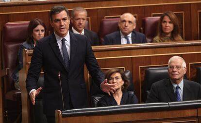 El presidente del Gobierno en fucniones, Pedro Sánchez, comparece en sesión de control un día después de conocerse la casi plena seguridad de unas elecciones el 10 de noviembre.