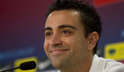 Xavi, durante la rueda de prensa