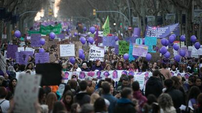 Cabecera de la manifestación del 8 de marzo de 2019 en Barcelona.