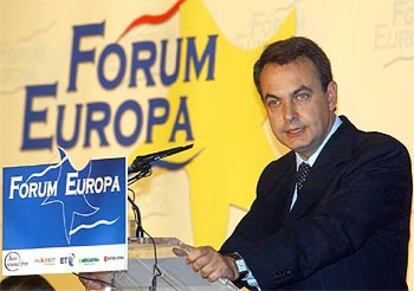 José Luis Rodríguez Zapatero, durante su intervención ayer en el Fórum Europa de Europa Press.