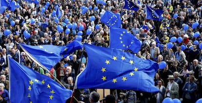 Manifestación de Pulse of Europe en Berlín, el domingo 2 de abril.
