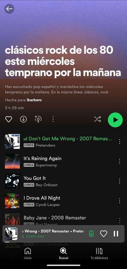 Acceso a Spotify daylist en un smartphone
