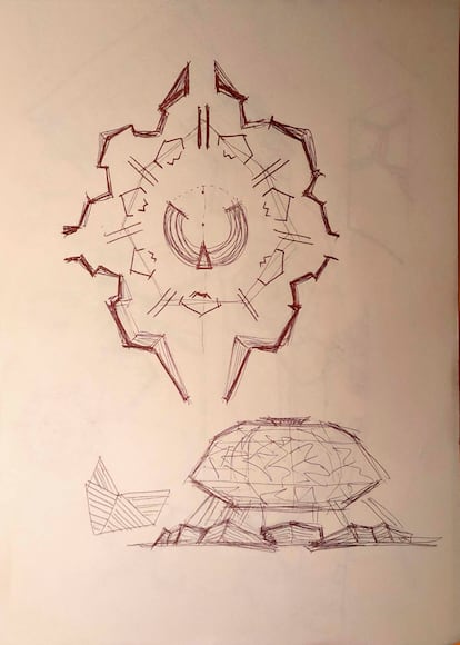 Bocetos del proyecto Temple of the Deep.