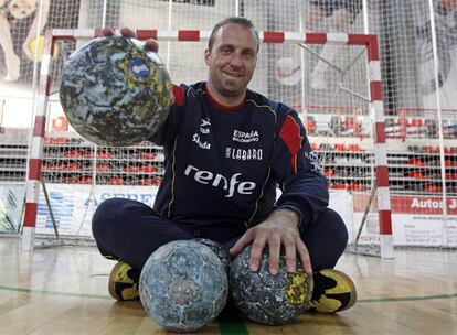 David Barrufet, después de un entrenamiento con la selección española.