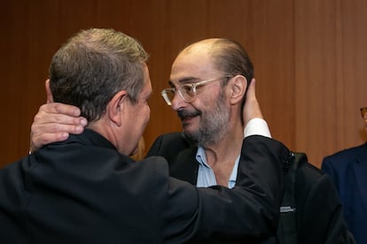 Los presidentes de Castilla-La Mancha, Emiliano García-Page, y de Aragón, Javier Lambán, en una fotografía cedida por García-Page.
