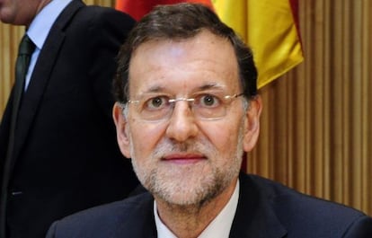 Spain's Prime Minister Mariano Rajoy poses during a meeting at the parliament in Madrid on April 11, 2012.