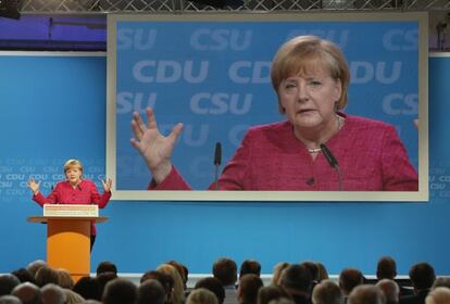 Merkel presenta el programa de la CDU en Berlín.