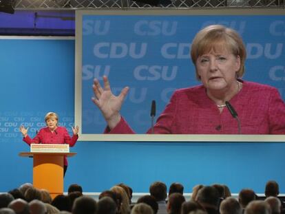 Merkel presenta el programa de la CDU en Berlín.