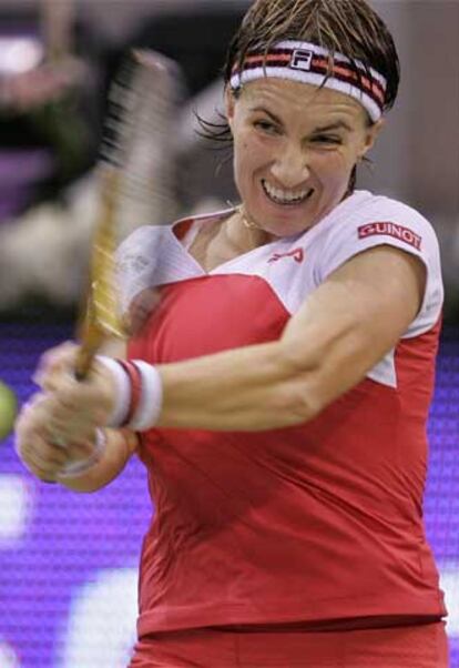 La rusa Kuznetsova, ayer en el partido que ganó a Dementieva.