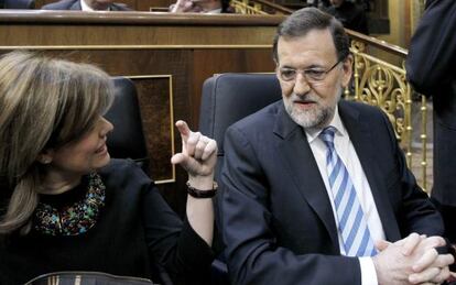 Rajoy S&aacute;enz de Santamar&iacute;a, al inicio del debate.