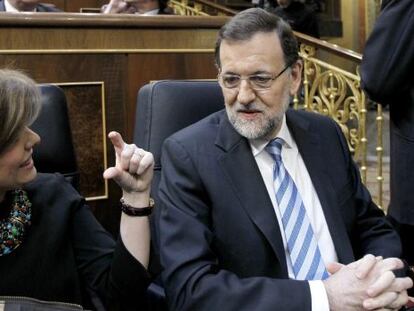 Rajoy S&aacute;enz de Santamar&iacute;a, al inicio del debate.