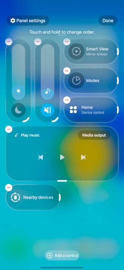 Panel de acceso rápido de One UI 8.5