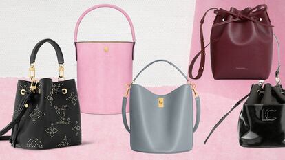 Functional with a vintage air: The bucket bag, this autumn’s all-terrain trend