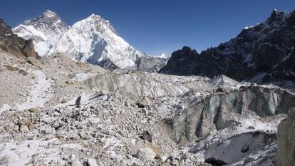 Retroceso de un glaciar del HImalaya.