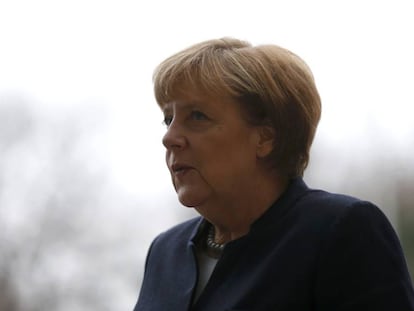 Angela Merkel, durante una visita a la Policía Federal en Berlín.