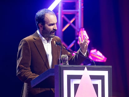 Eduard Sola, el día 18 durante su discurso en la gala de los Premios Gaudí de cine, en Barcelona.