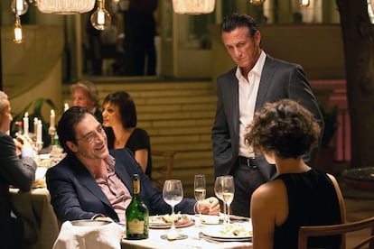Sean Penn (right) with Javier Bardem in ‘The Gunman.’