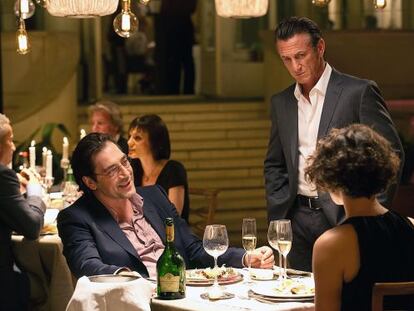 Sean Penn (right) with Javier Bardem in ‘The Gunman.’