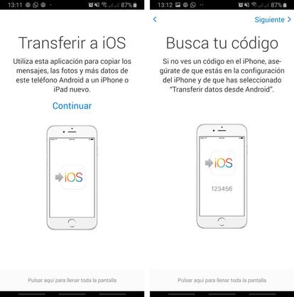 Move to iOS para Android.