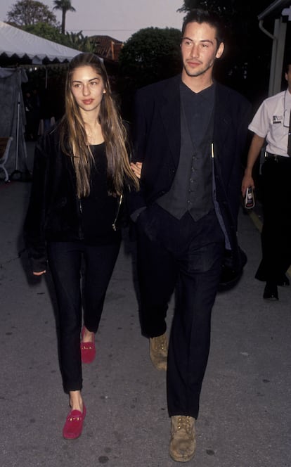 Sofia Coppola y Keanu Reeves en Hollywood en 1992.