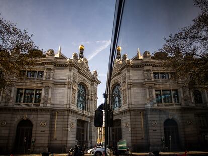 Fachada de la sede del Banco de España, en enero en Madrid.