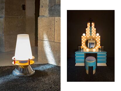 A la izquierda, lámpara Bordeaux, de Nathalie du Pasquier (1981). A la derecha, tocador Plaza de Michael Graves (1981). |
