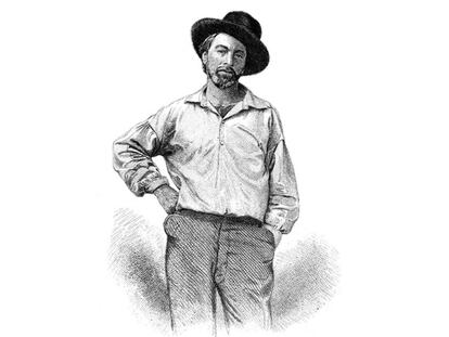 Grabado de Walt Whitman, realizado para la primera edición del monumental poemario 'Hojas de hierba', en 1855.